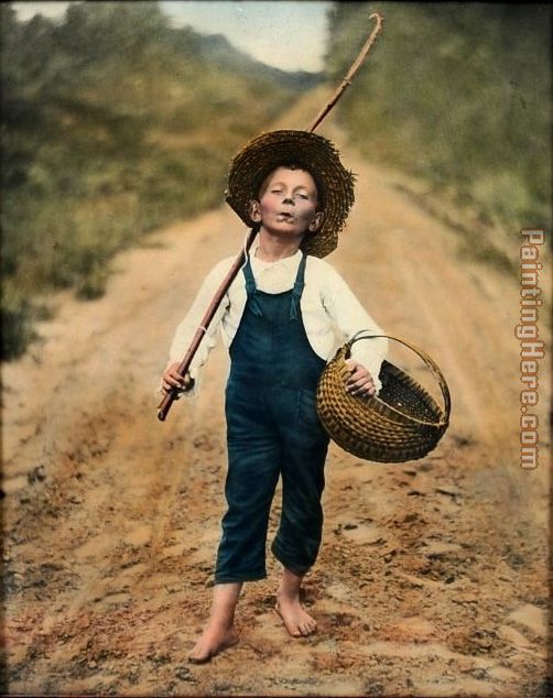 Barefoot boy painting - Unknown Artist Barefoot boy art painting